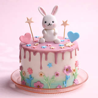 Front View of Bunny N Stars Drip Cake Front View of Bunny N Stars Drip Cake