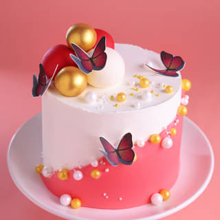 Luxury Butterfly Birthday Cake with Gold Bead