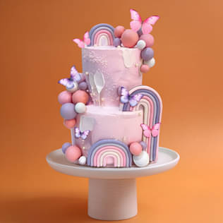 Butterfly N Rainbow Theme Cake Butterfly N Rainbow Theme Cake