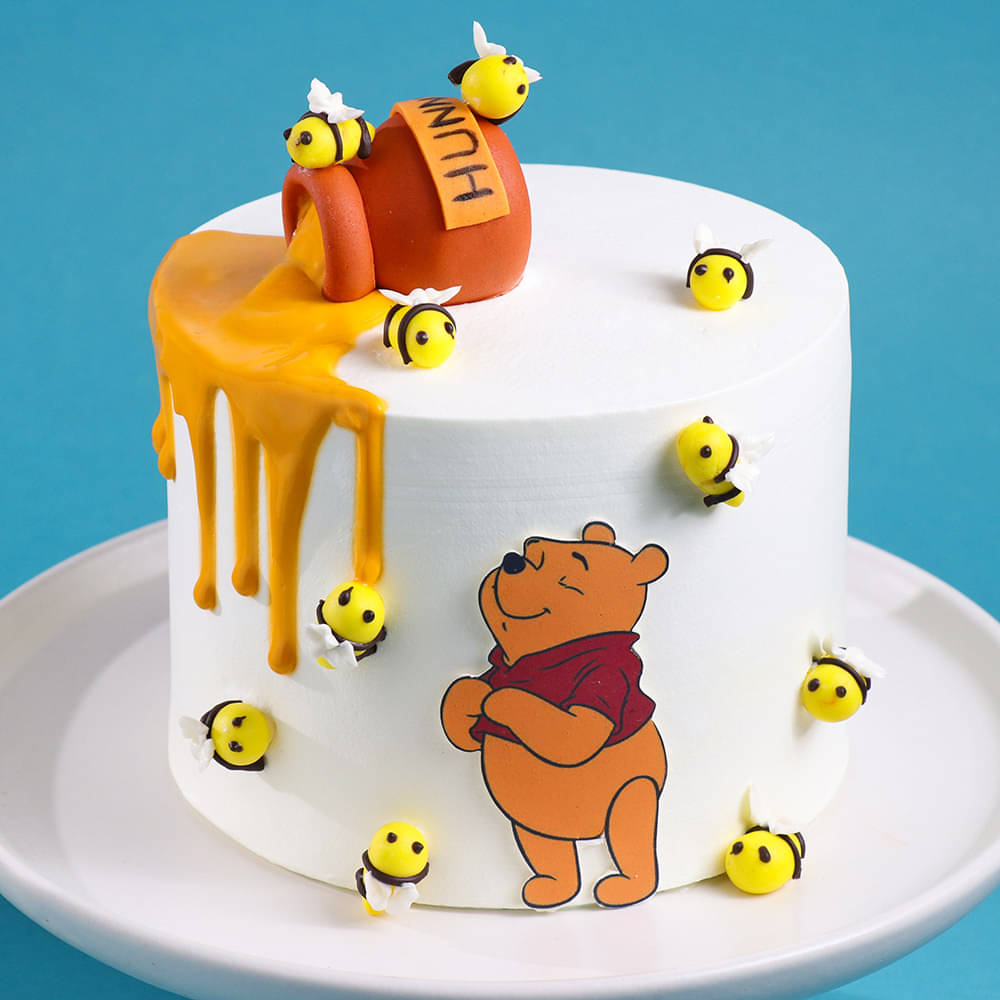 Front View of Buzzing Winnie The Pooh Cake