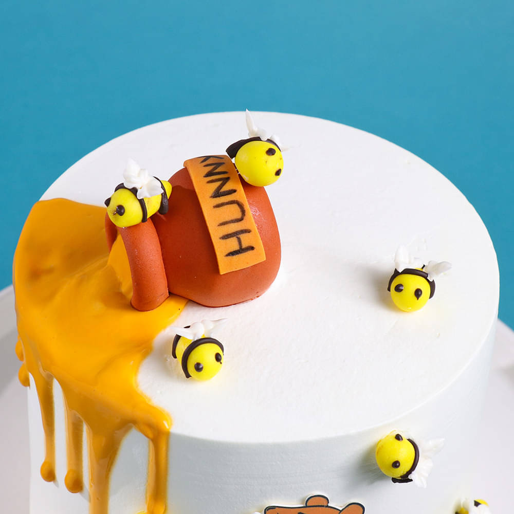 Zoomed-In View of Buzzing Winnie The Pooh Cake