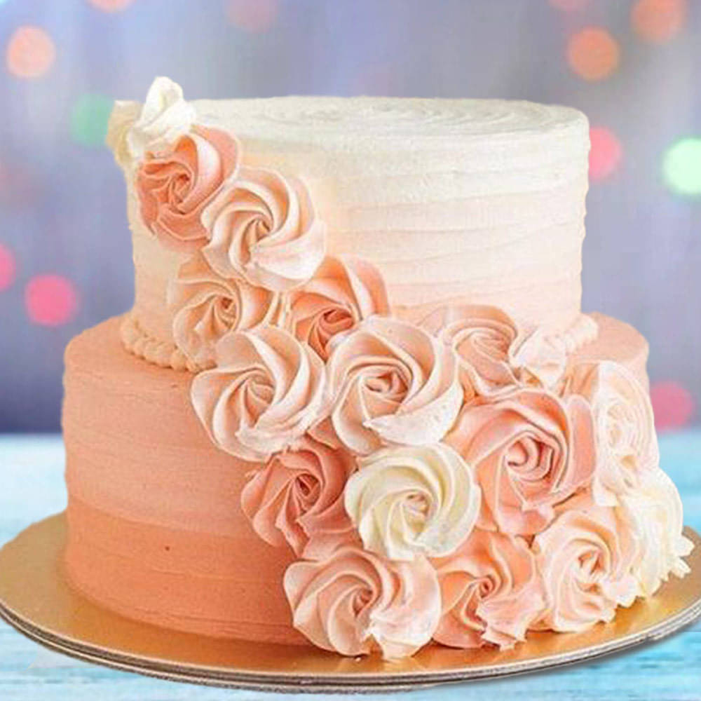 Big pink and white wedding cake with present box Stock Photo  Alamy