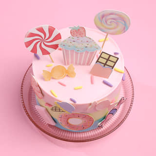 Front View of Candy Party Ombre Cake Front View of Candy Party Ombre Cake