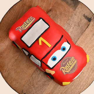 Top View: McQueen Racer - Car Theme Birthday Cake