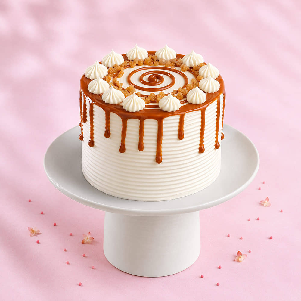 Swirly Butterscotch Drip Cake