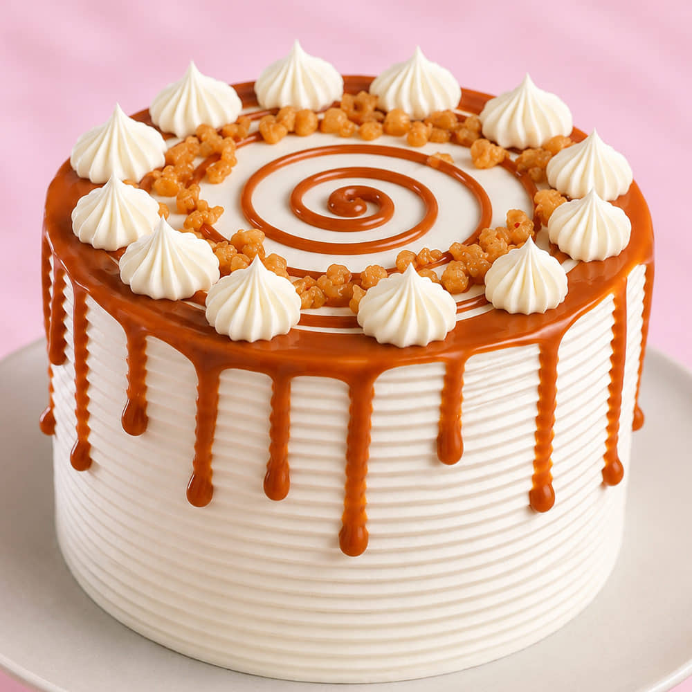 Swirly Butterscotch Drip Cake