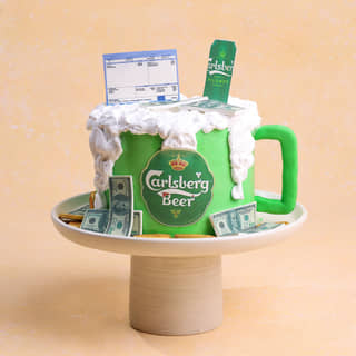 Side View of Carlsberg Beer Themed Cake Side View of Carlsberg Beer Themed Cake