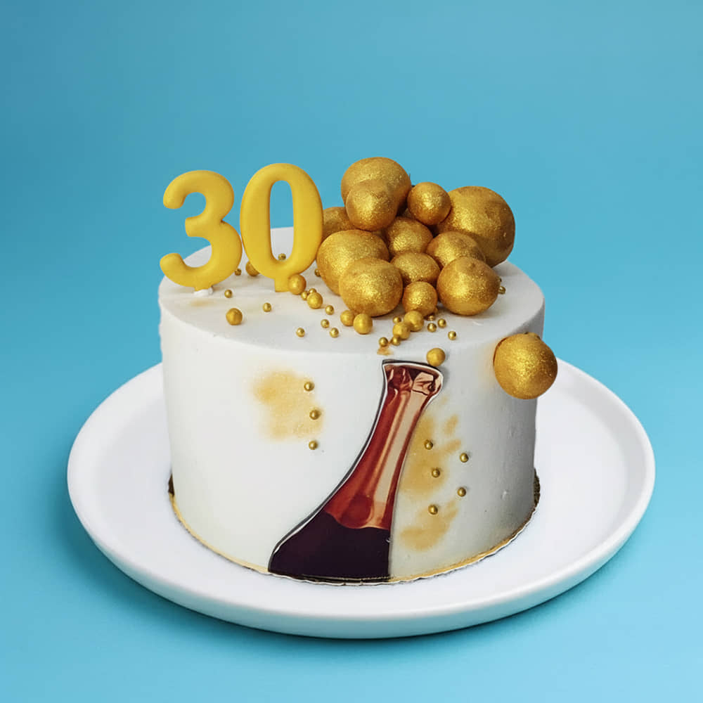 Champagne Toast Thirtieth Birthday Cake