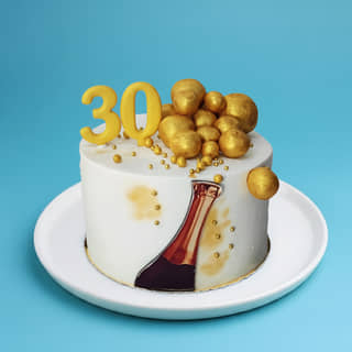 Champagne Toast Thirtieth Birthday Cake