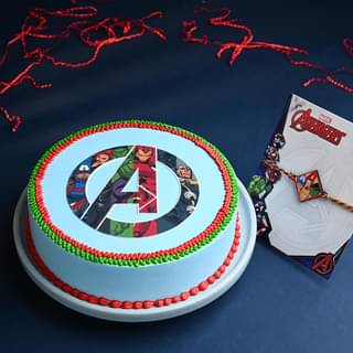 Order Charming Avengers Cake And Rakhi