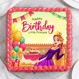Top View of Charming Princess Birthday Cake