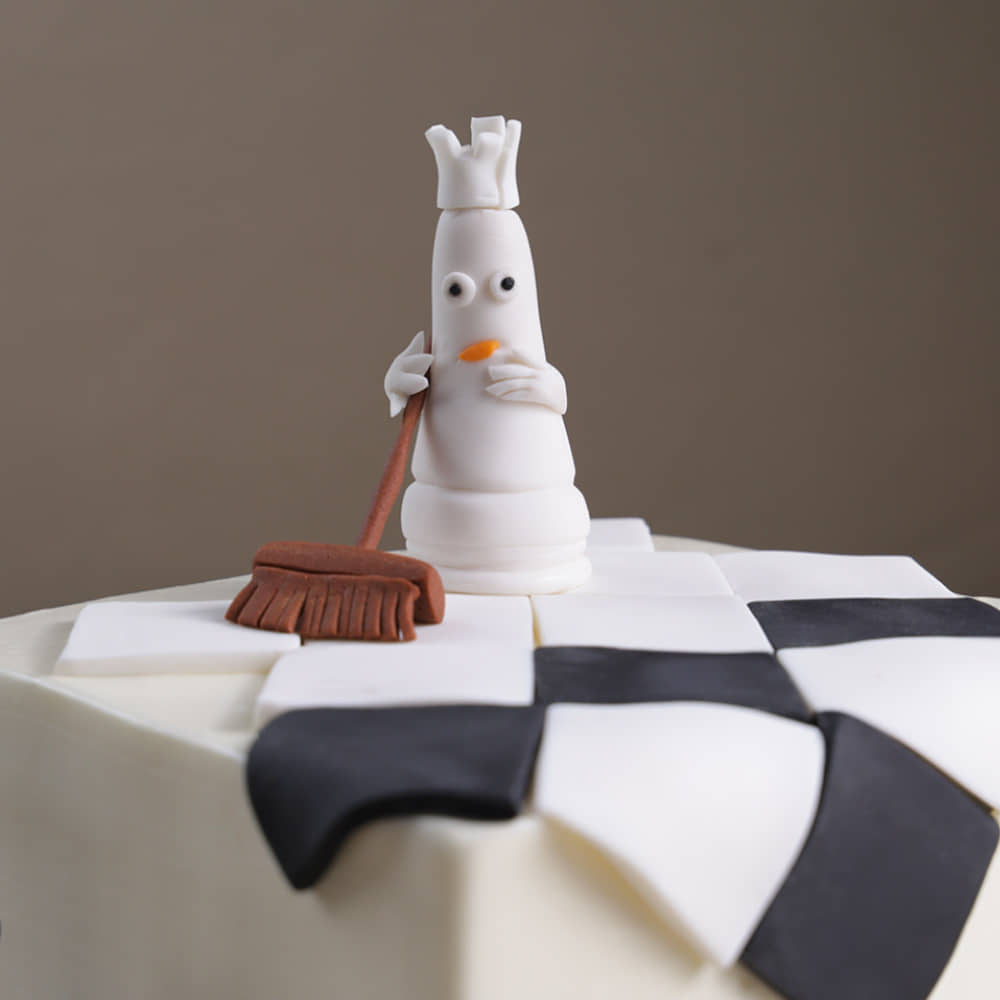 Front View of Checkmate Chess Cake Front View of Checkmate Chess Cake