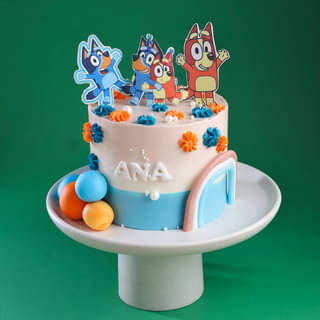 Cheerful Bluey Theme Cake Cheerful Bluey Theme Cake