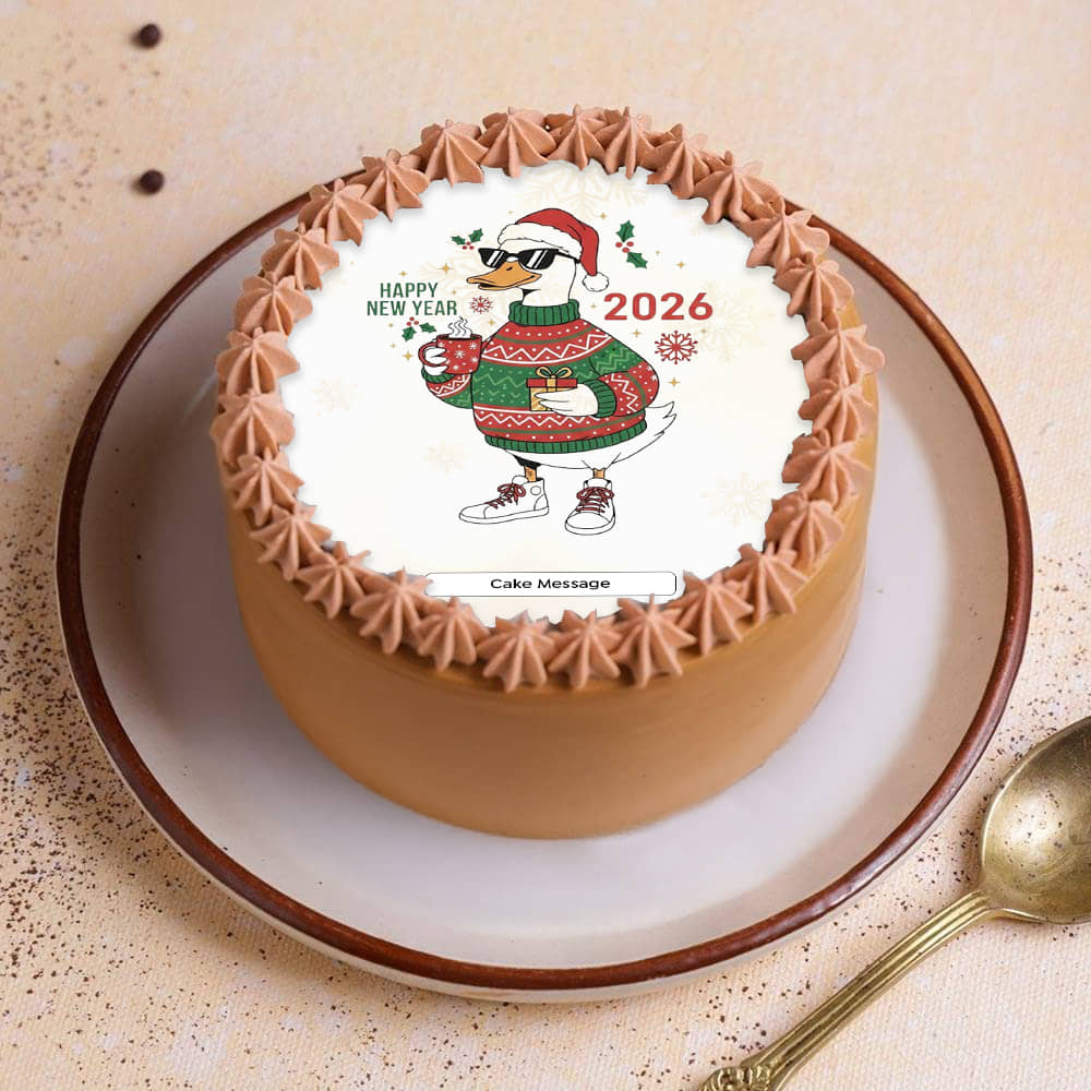 Top View of Cheerful New Year Bento Cake