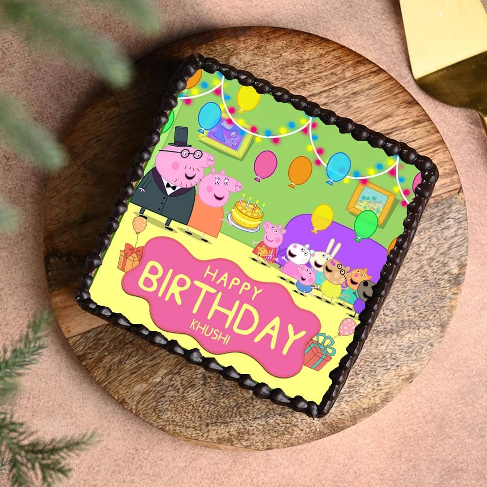 Cheerful Peppa Pig Photo Cake Cheerful Peppa Pig Photo Cake