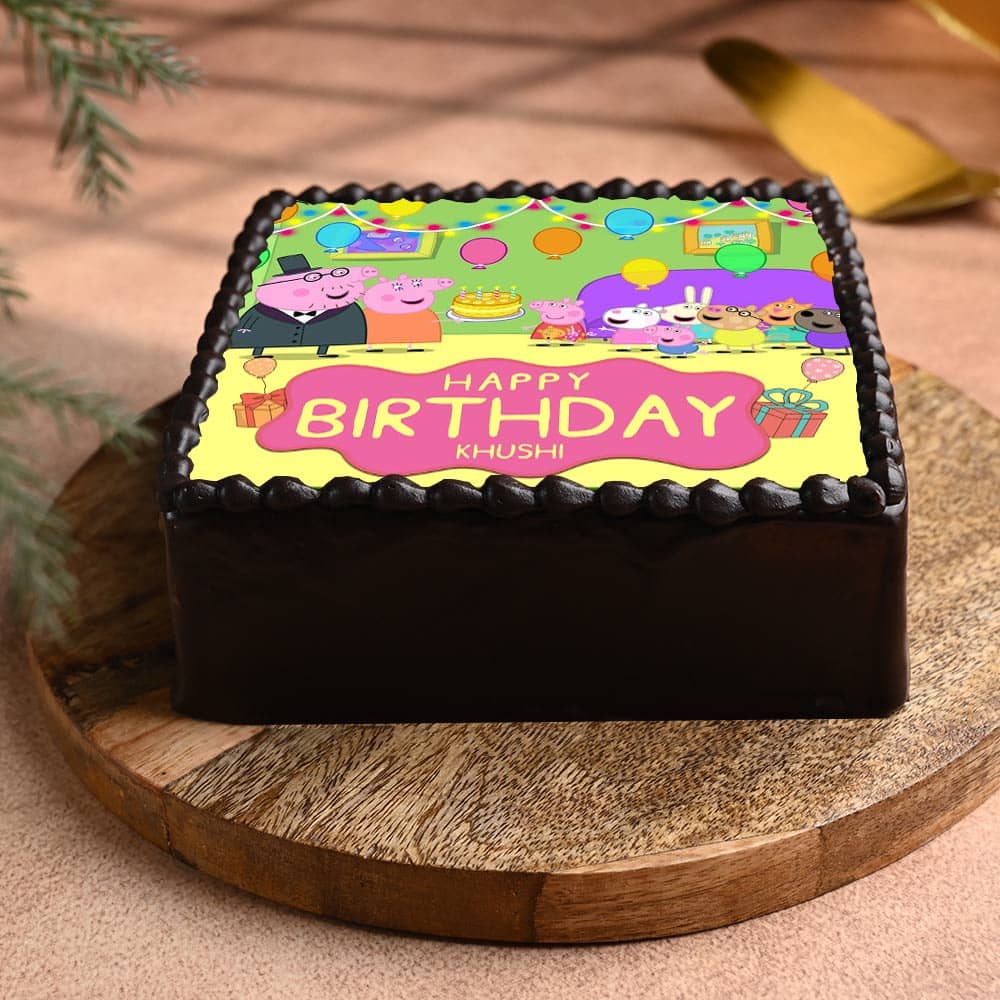 Cheerful Peppa Pig Photo Cake Cheerful Peppa Pig Photo Cake