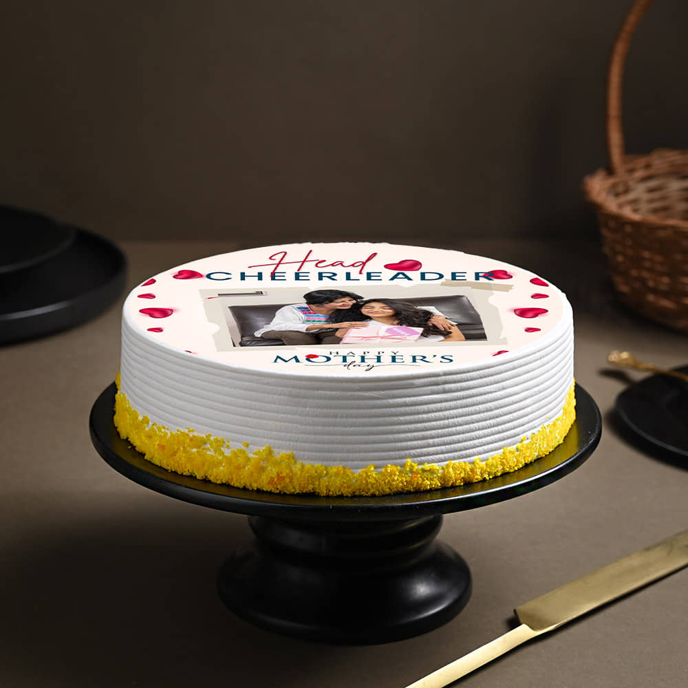 Front View: Mom Photo Cake - Celebrating with Love and Joy