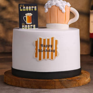 Side Zoomed View of Beer Theme Birthday Cake