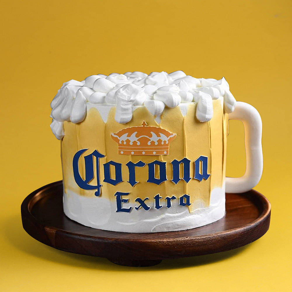 Side View of Cheers Beer Mug Cake