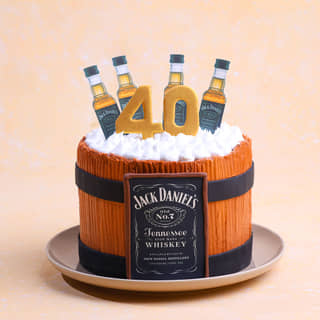 Front View of Cheers To Forty Beer Cake Front View of Cheers To Forty Beer Cake