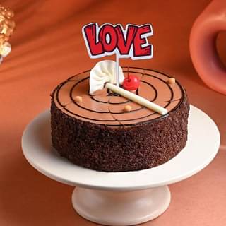 Cherry Butterscotch Cake With Love Topper