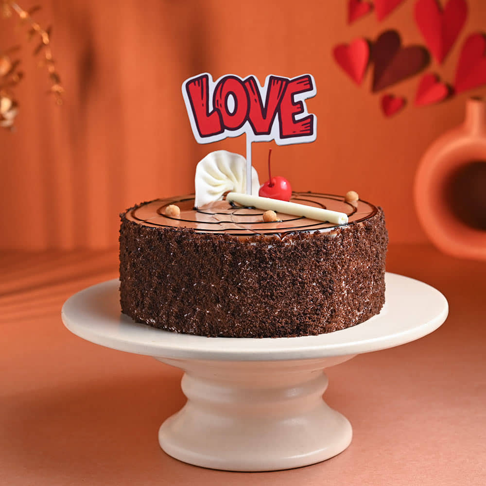 Cherry Butterscotch Cake With Love Topper