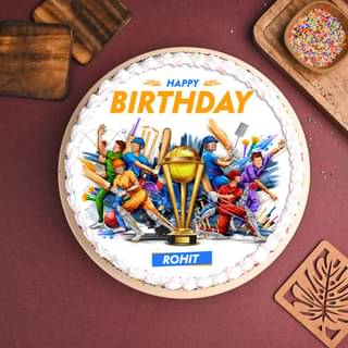 Top View of Chic Cricket Photo Cake Online