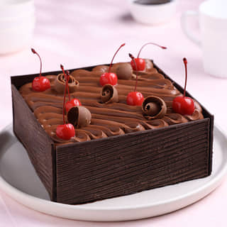 Front View of Choco Cherry Black Forest Cake
