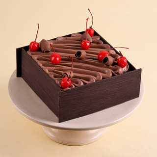 Front View of Choco Cherry Black Forest Cake