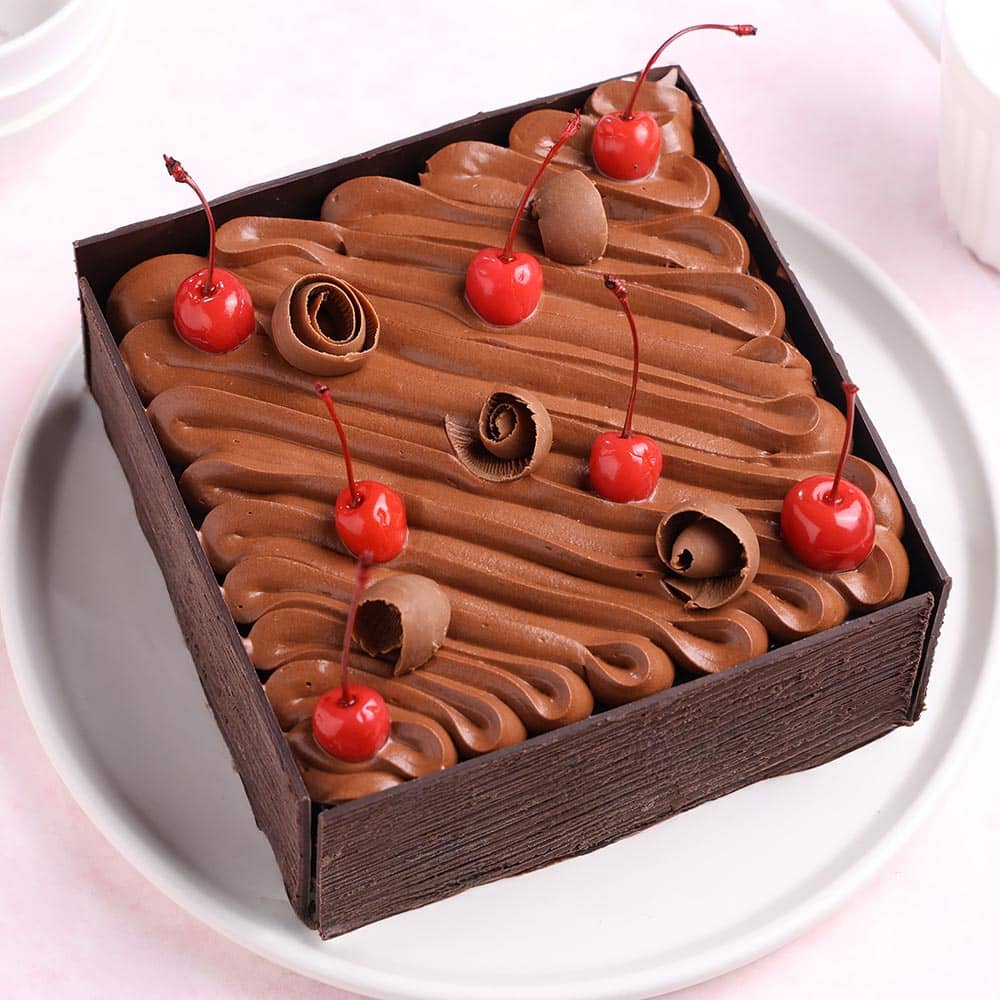 Front View of Choco Cherry Black Forest Cake