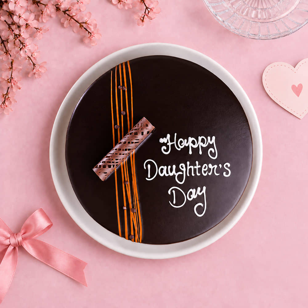 Side View of Rich Truffle Cake For Daughters Day