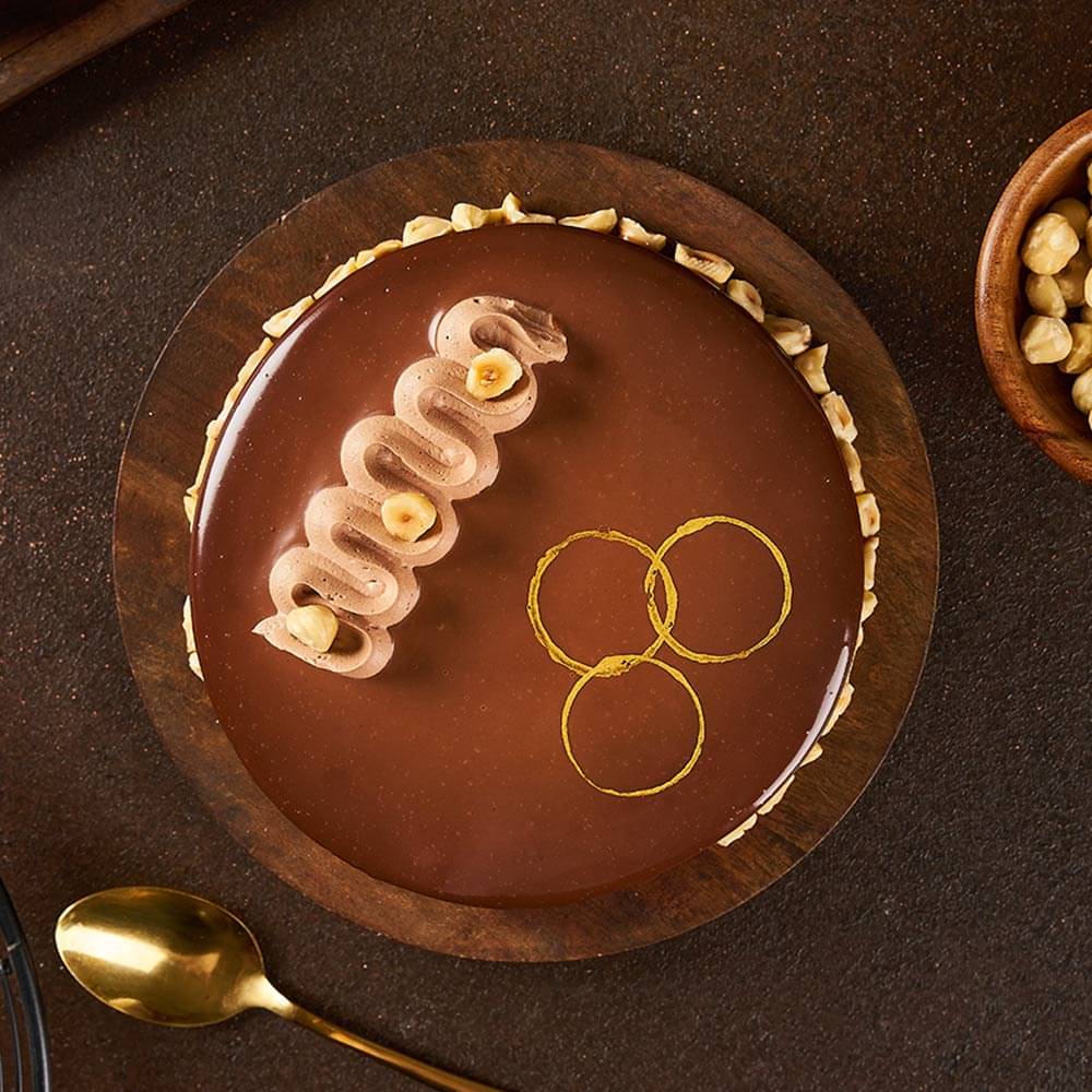 Top View of Nutella Hazelnut Cake
