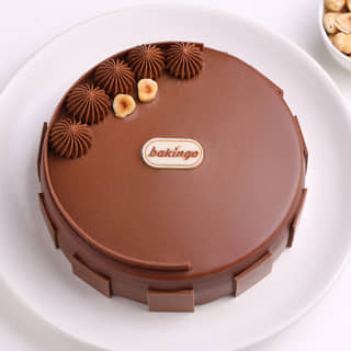 Front View of Eggless Hazelnut Praline Cake