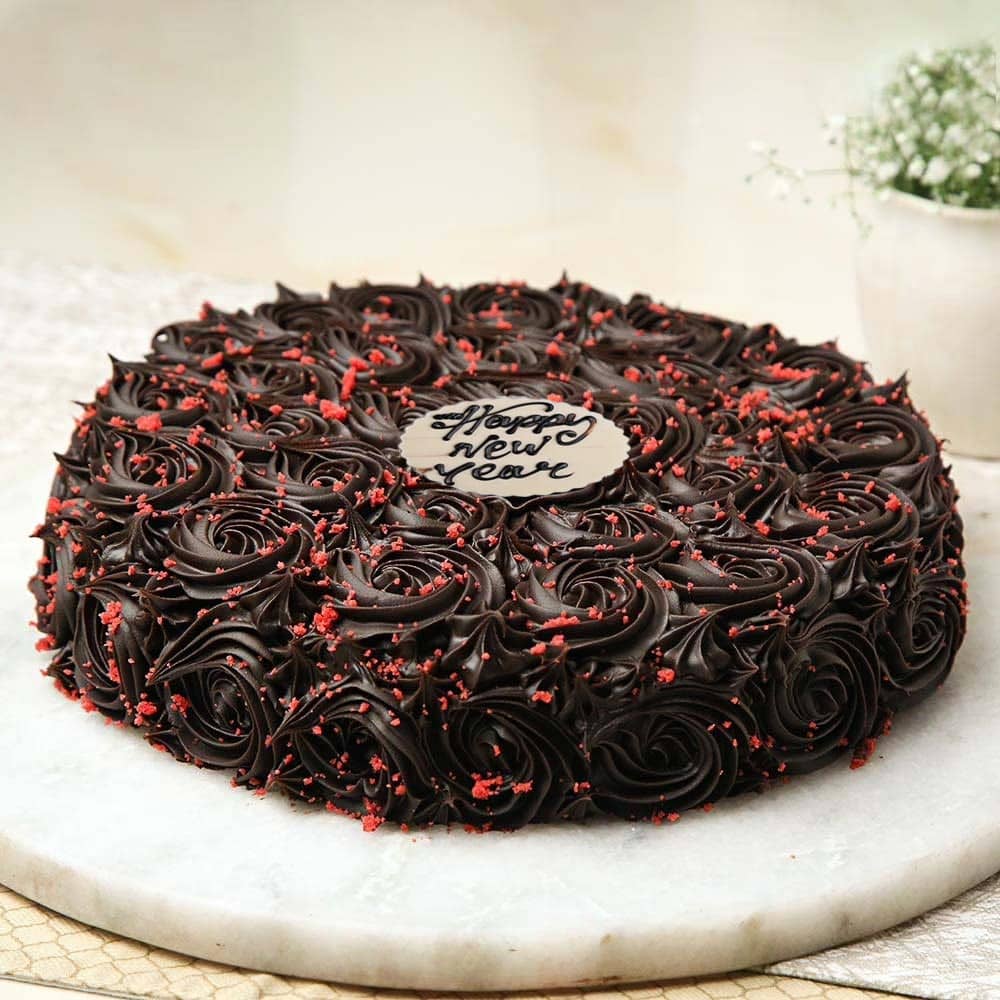 Side View Choco Red Velvet New Year Cake