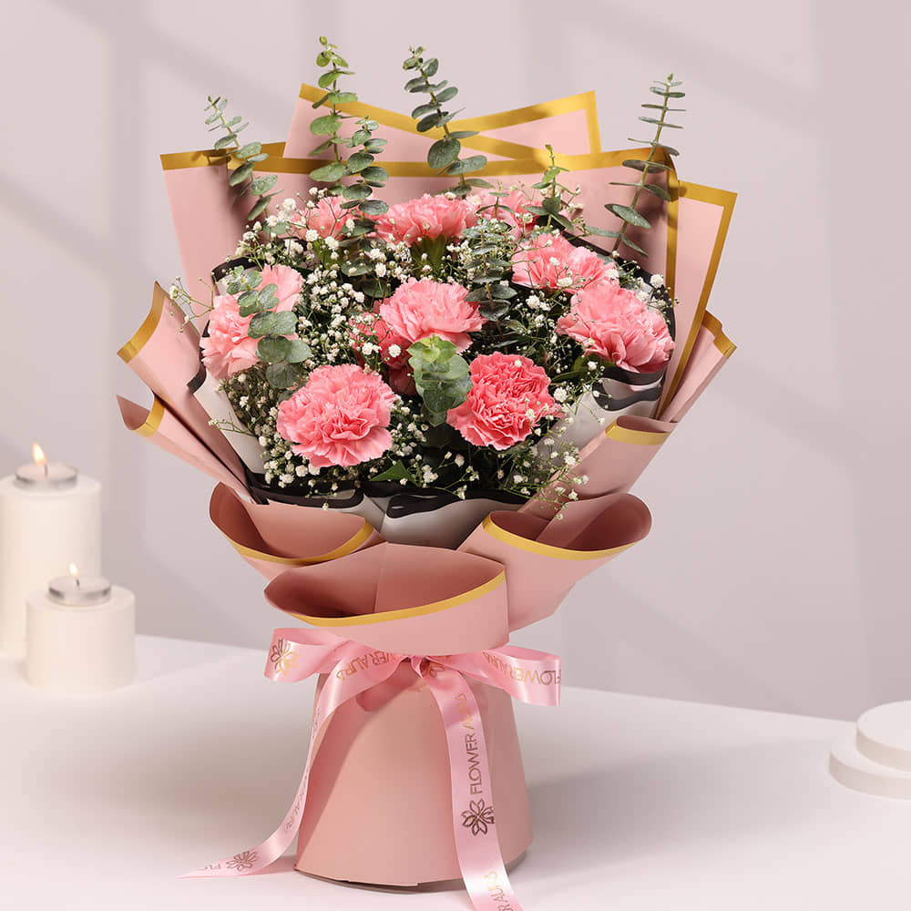Choco Truffle Cake N Carnation Bouquet Combo