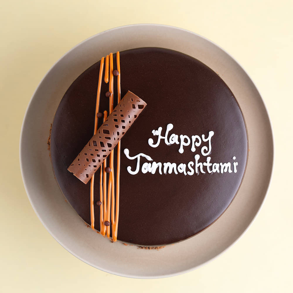 Side View of Choco Truffle Janmashtami Cake