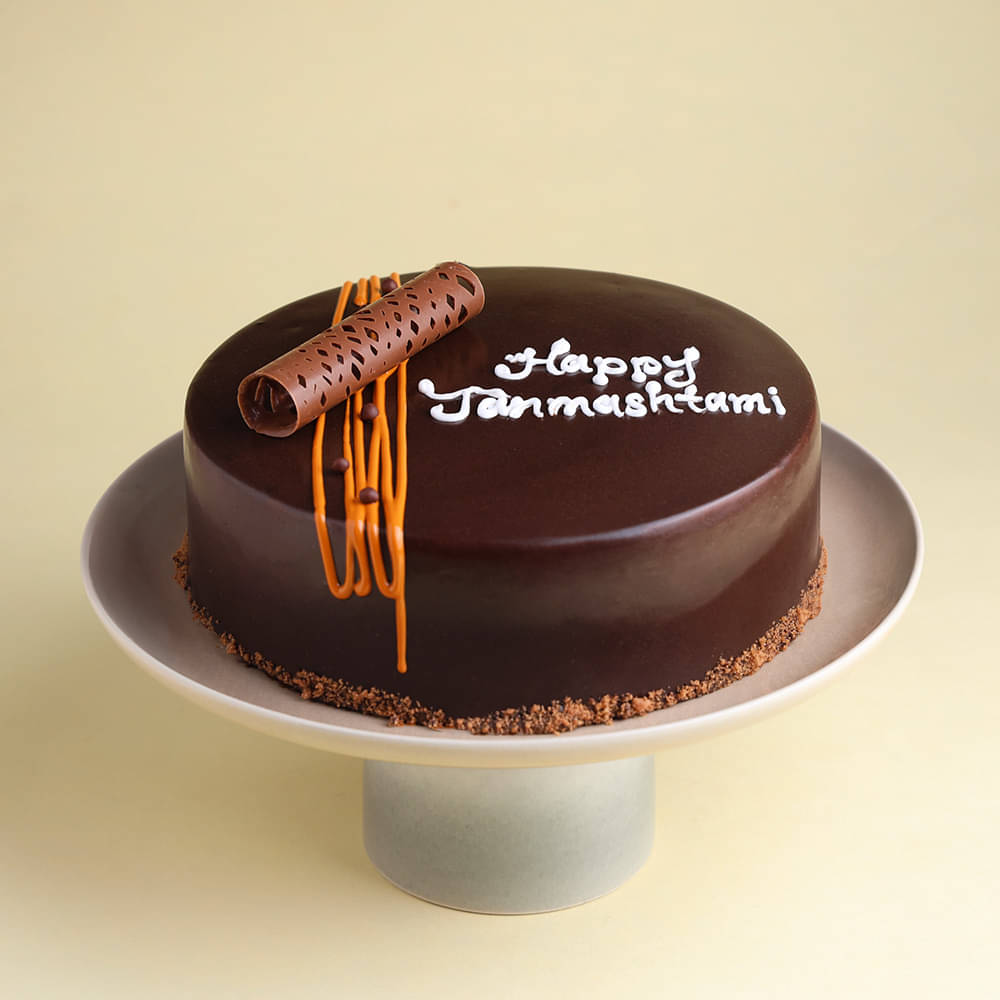 Top View of Choco Truffle Janmashtami Cake