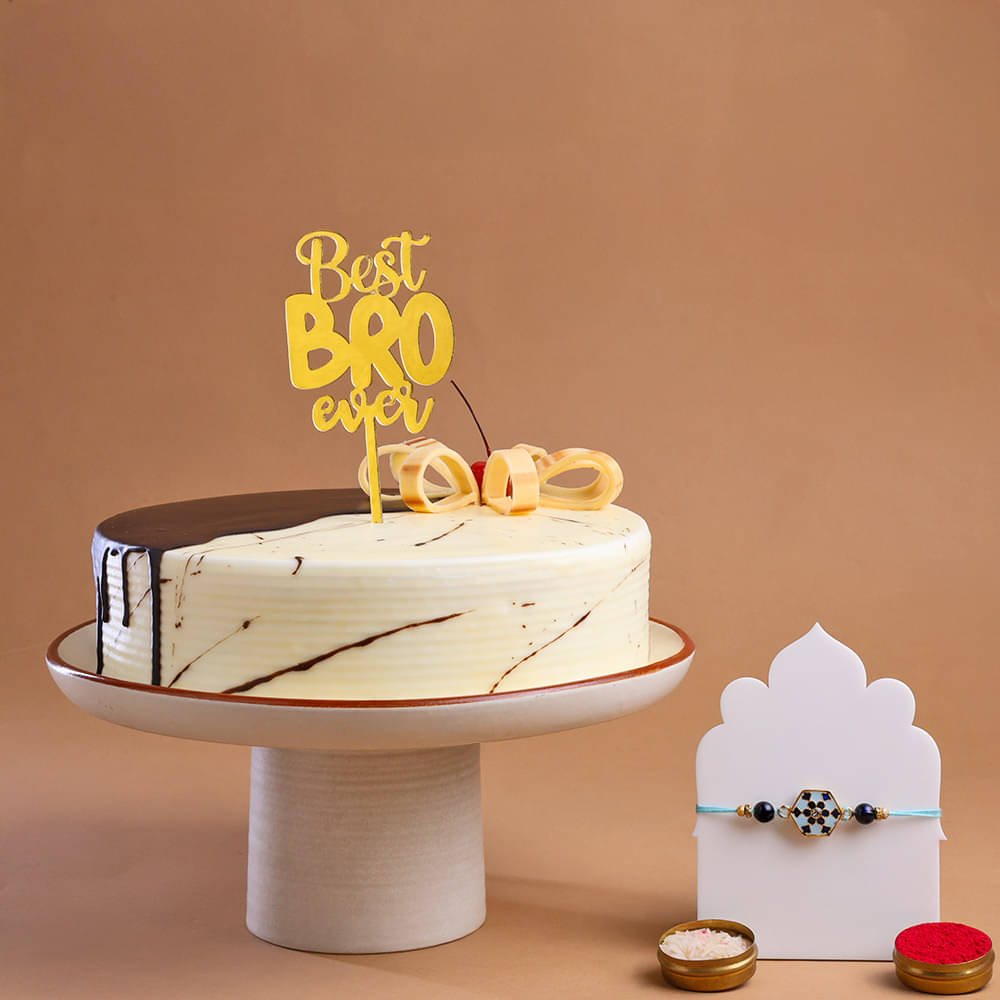 Choco Vanilla Brother Cake And Evil Eye Rakhi