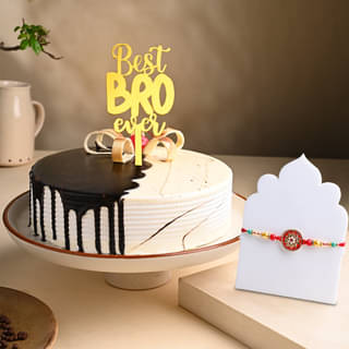 Choco Vanilla Brother Cake And Evil Eye Rakhi