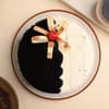 Top View of Choco Vanilla Brother Cake And Evil Eye Rakhi