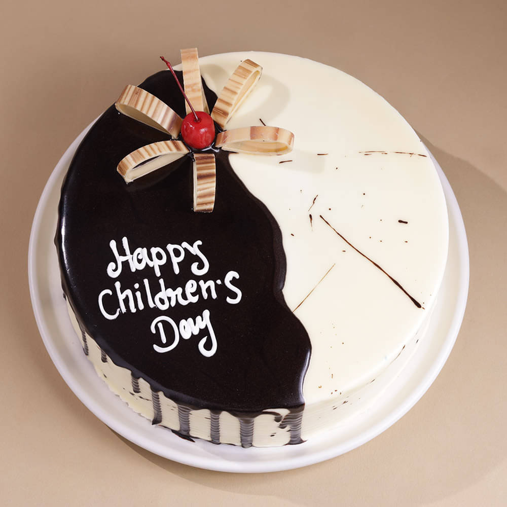 Top View of Choco Vanilla Cake for Childrens Day