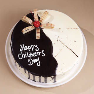 Top View of Choco Vanilla Cake for Childrens Day