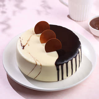 Chocolate Vanilla Half & Half Cake Chocolate Vanilla Half & Half Cake