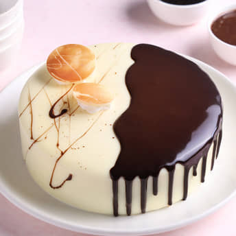 Chocolate Vanilla Half & Half Cake