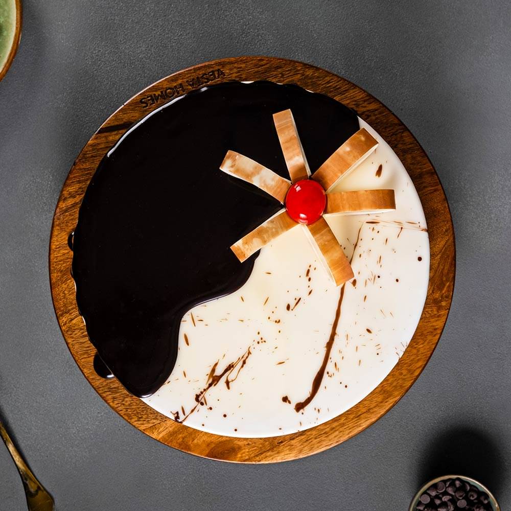 Top View of Chocolate & Vanilla Drip Cake