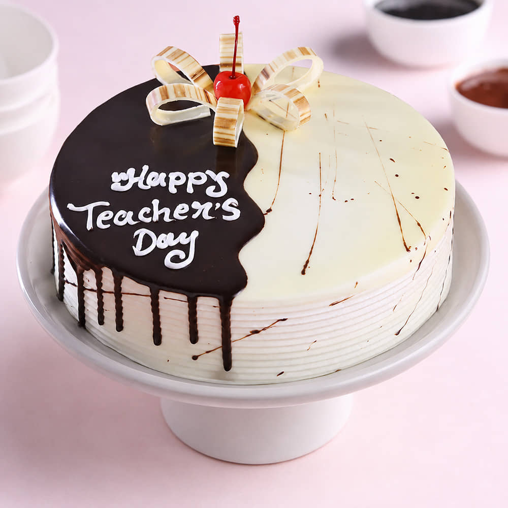Side View of Choco Vanilla Teachers Day Cake