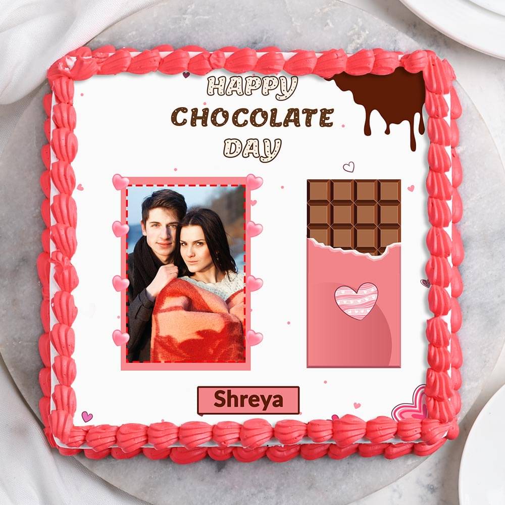 Chocolate Couple Photo Cake Top View Chocolate Couple Photo Cake