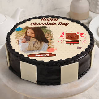 A chocolate day special photo cake
