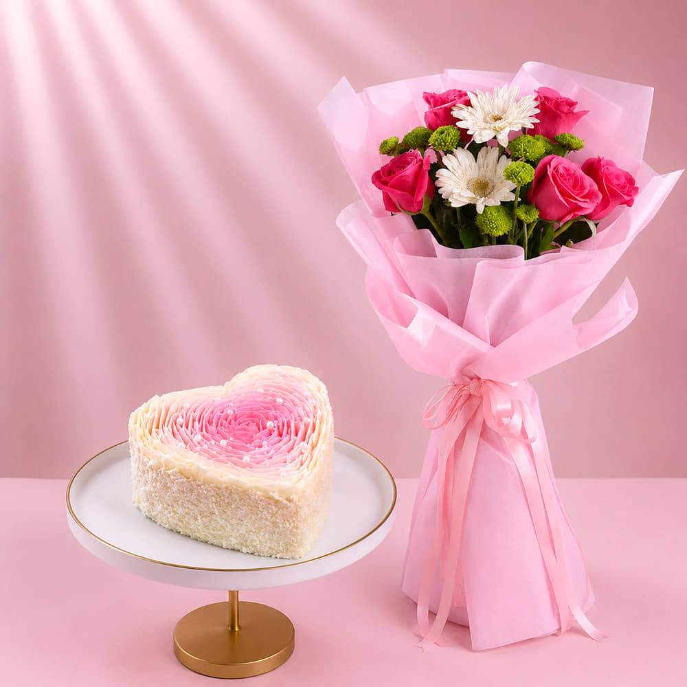 Chocolate Heart Shaped Cake N Sweetheart Blooms Chocolate Heart Shaped Cake N Sweetheart Blooms