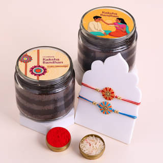 Rakhis With Chocolate Jar Cakes Rakhis With Chocolate Jar Cakes